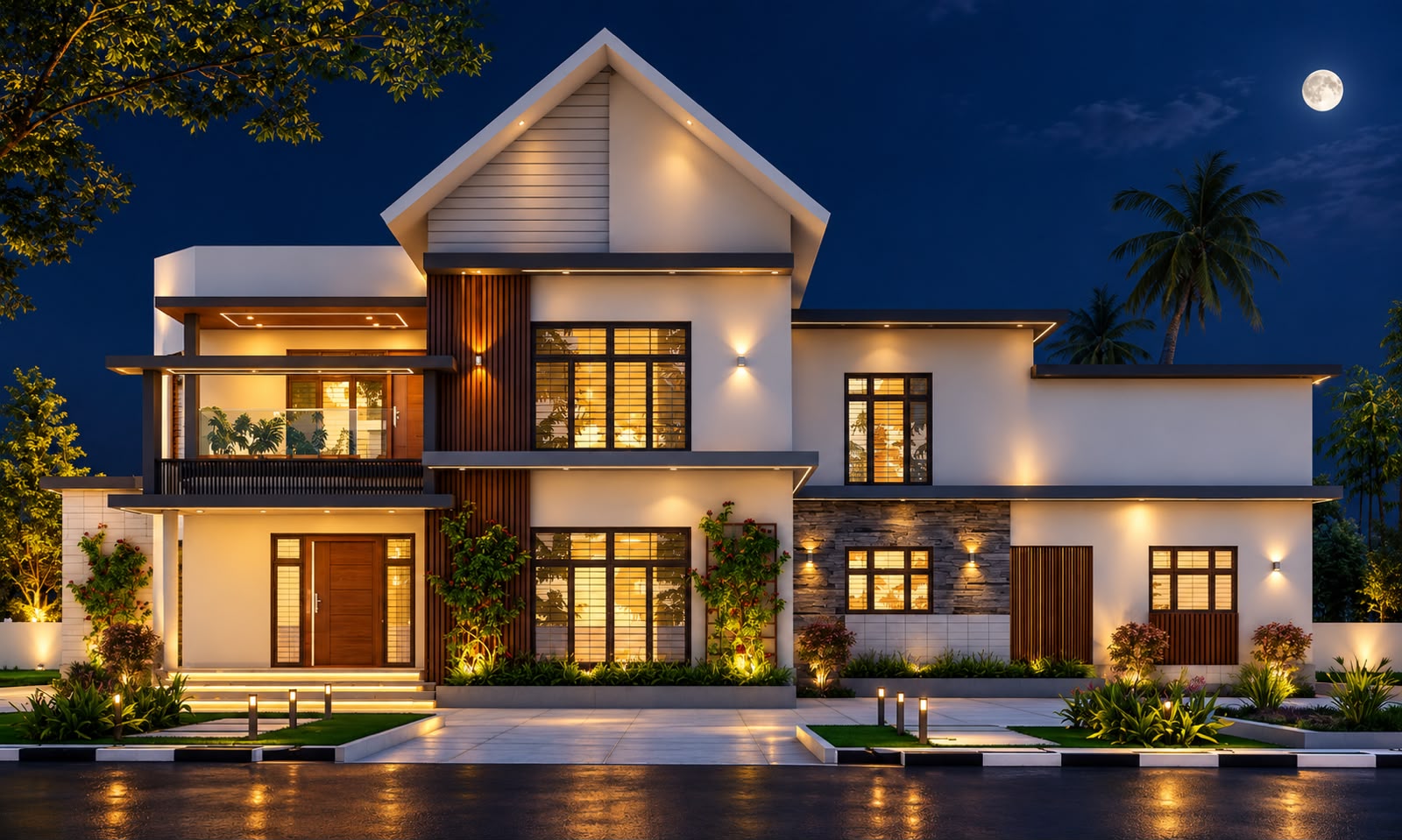 Chethan Side Elevation Evening View