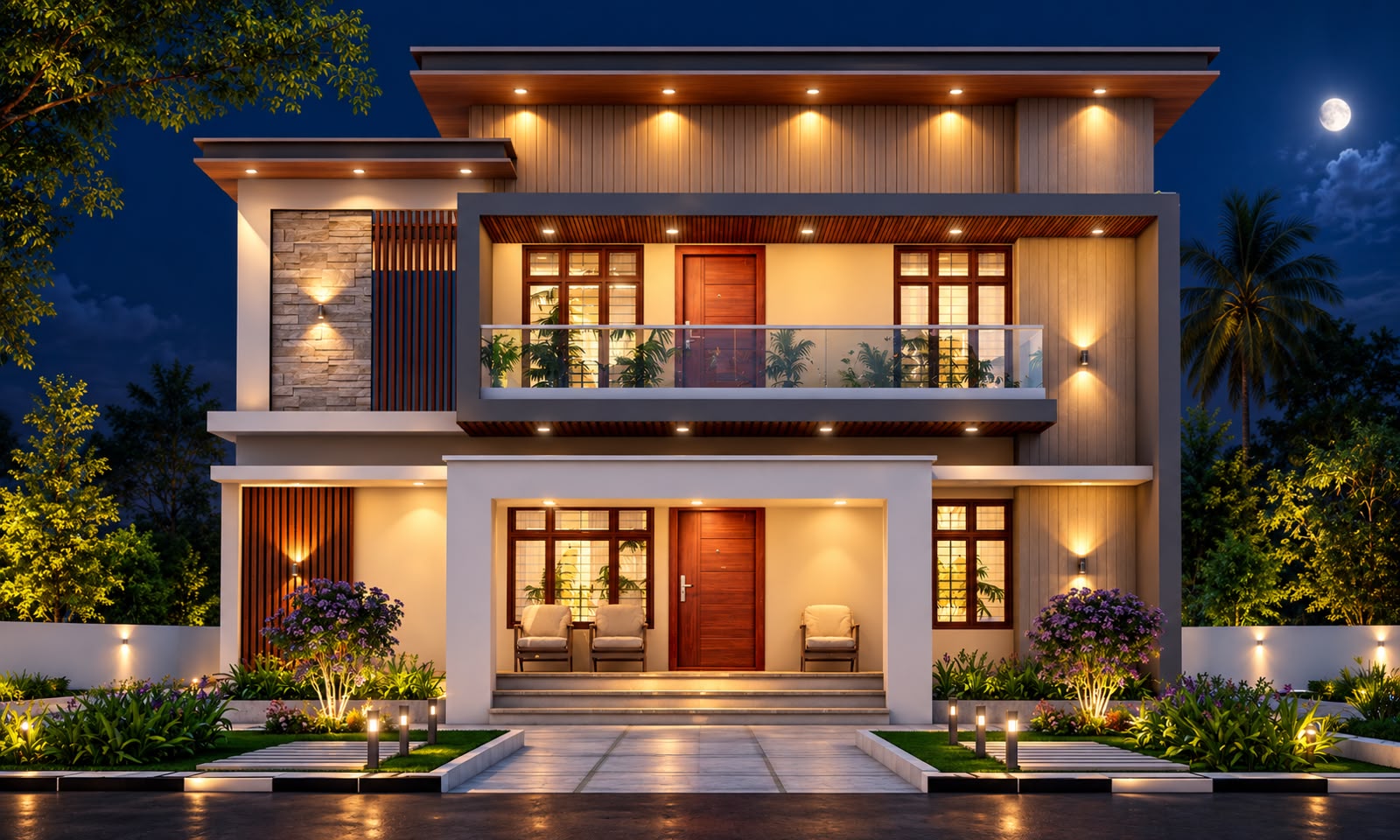 Chethan Side Elevation Evening View