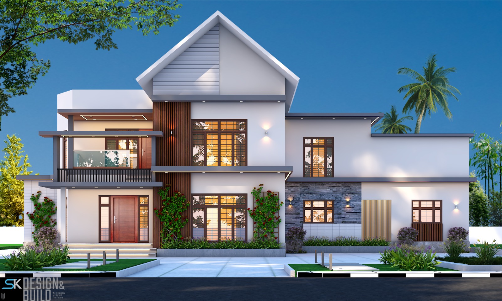 Chethan Side Elevation Evening View