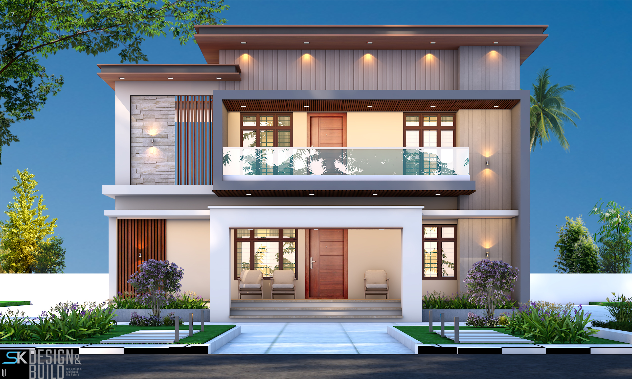 Chethan Side Elevation Evening View